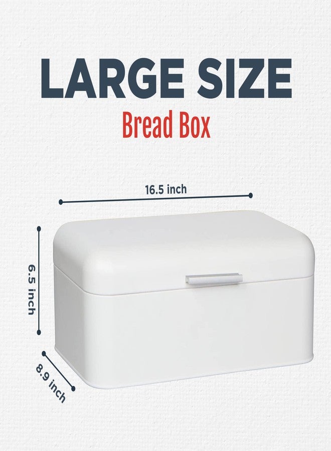 Culinary Couture Extra Large White Bread Box for Kitchen Countertop - Holds 2 Loaves - 16.5" x 9" x 6.5" - Stainless Steel Vintage Bread Boxes for Kitchen Counters - Image 2